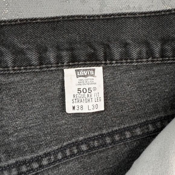 Vintage 2001 Levi's 505 Black Denim Red Tab Jeans MADE IN USA Fit 36 x 29 - Picture 4 of 8